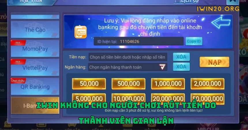 iWin không cho người chơi rút tiền do thành viên gian lận